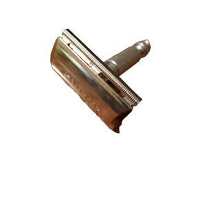 Vintage Mens Gillette Safety Travel Razor Silver Marcas Regs 60s? Short Handle